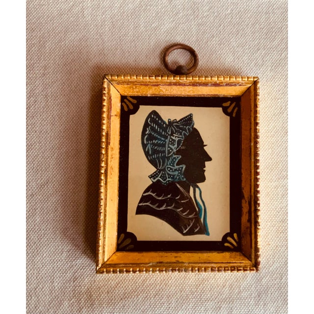American Folk Art Silhouette Portrait of a Lady, Hand-Cut Paper With Gouache, Original Églomisé Frame, Boston Estate, Circa 1920s For Sale - Image 10 of 10