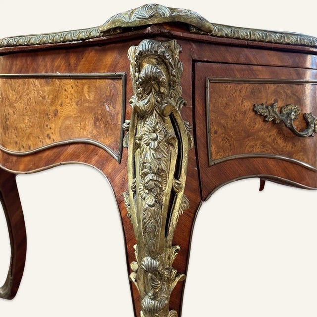 Wood Louis XV Style 19th Century Reproduction Bureau Plat For Sale - Image 7 of 11