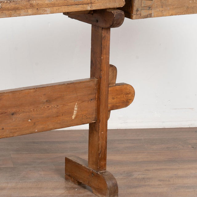 Rustic 20th Century Narrow Workbench Console Table For Sale - Image 15 of 16