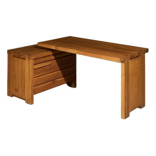 Early Model B19 Writing Desk in Elm by Pierre Chapo, France, 1970s-1980s For Sale