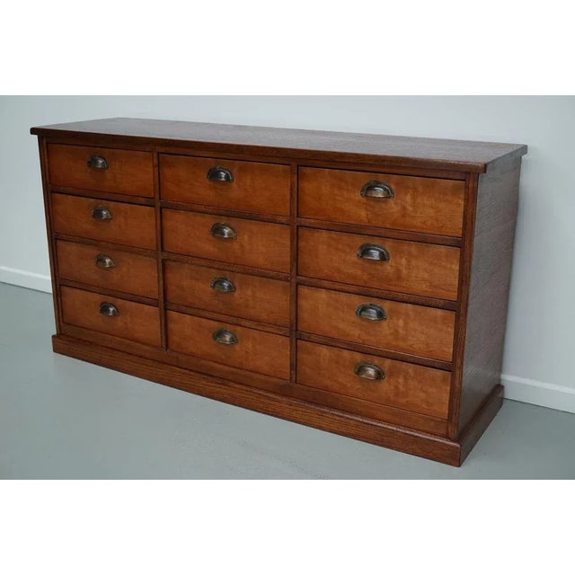 Industrial Vintage Dutch Cherry Apothecary Cabinet, 1930s For Sale - Image 3 of 14