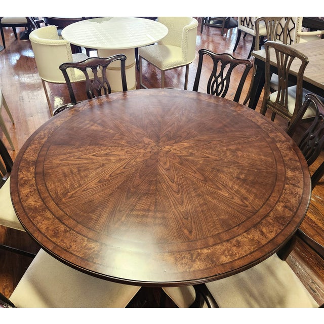 American Drew Meyers Round Dining Table 426-701r Addison Cherry Walnut 60" Attributed For Sale In Charlotte - Image 6 of 14