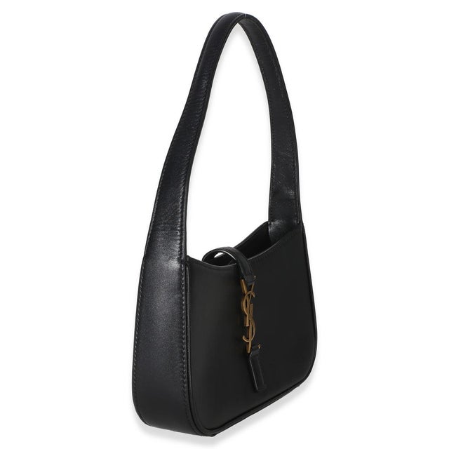 Boho Chic Black Smooth Calfskin Mini Le 5 A 7 Hobo For Sale - Image 3 of 8