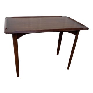 Mid 20th Century Made in Denmark, Mid-Century Modern Danish End Table With Raised Border and Tapered Legs For Sale