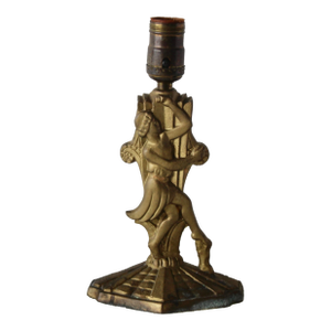Vintage Art Deco Night Club Brass Figurine Accent Table Lamp