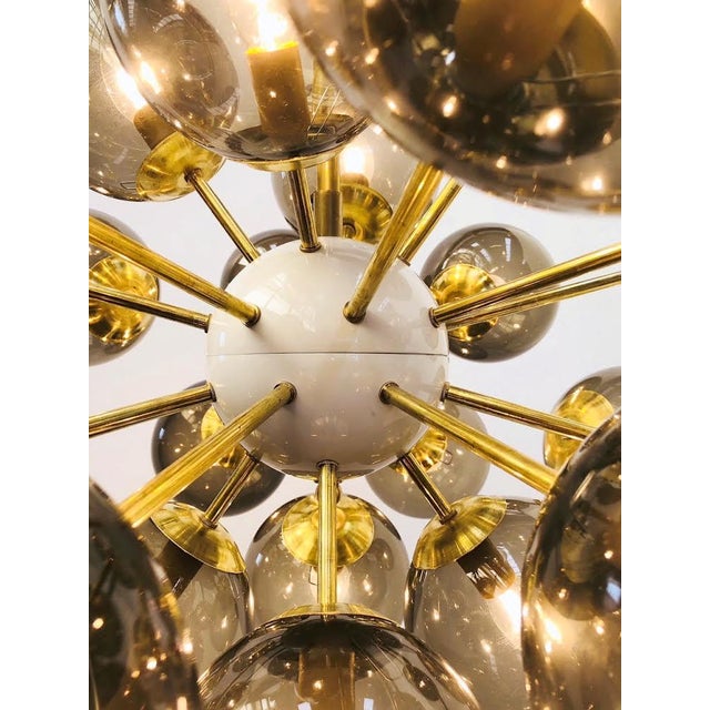 Not Yet Made - Made To Order 21st Century Ovale Natural Brass Smoky Murano Sputnik Chandelier by Fabio LTD For Sale - Image 5 of 6