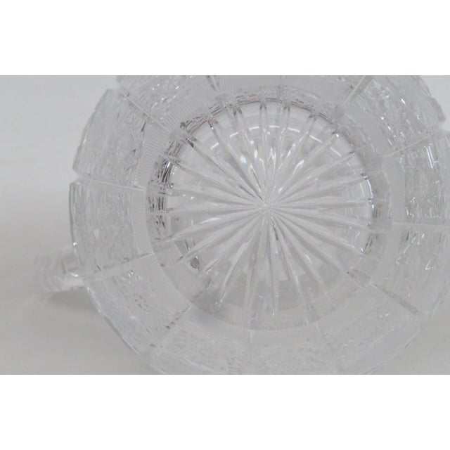 Glass Mid 20th Century Queen Lace Blown Cut Glass Lead Crystal Pitcher Round Bowl Shape Bohemia For Sale - Image 7 of 18