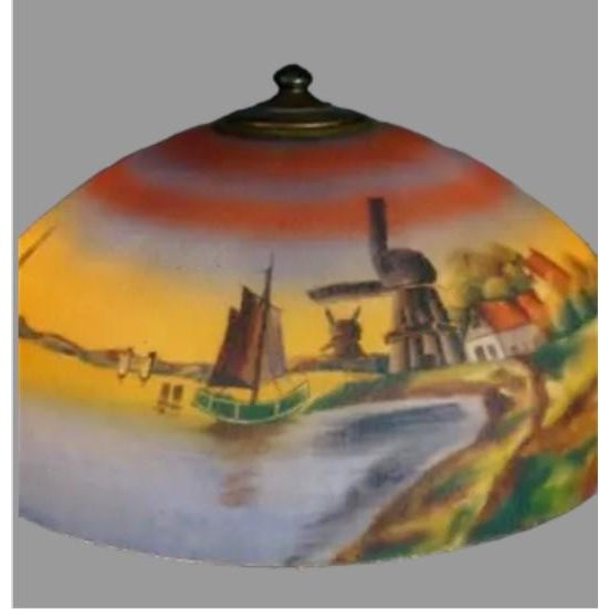 1920s Antique Arts & Crafts Scenic Reverse Painted Table Lamp 1920 For Sale - Image 5 of 11