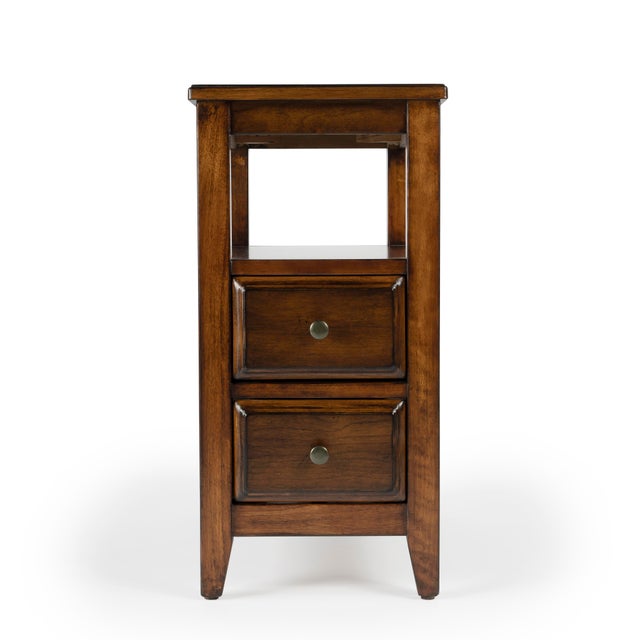 Wood Marcus Side Table with Storage, Medium Brown For Sale - Image 7 of 11