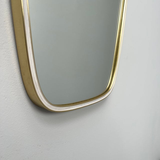 Large Oblong Wall Mirror with Brass Frame, 1950s For Sale - Image 4 of 5