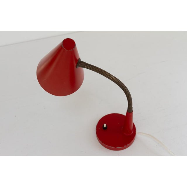 Vintage Danish Red and Brass Flexible Desk Lamp from Lyfa, 1950s For Sale - Image 13 of 17