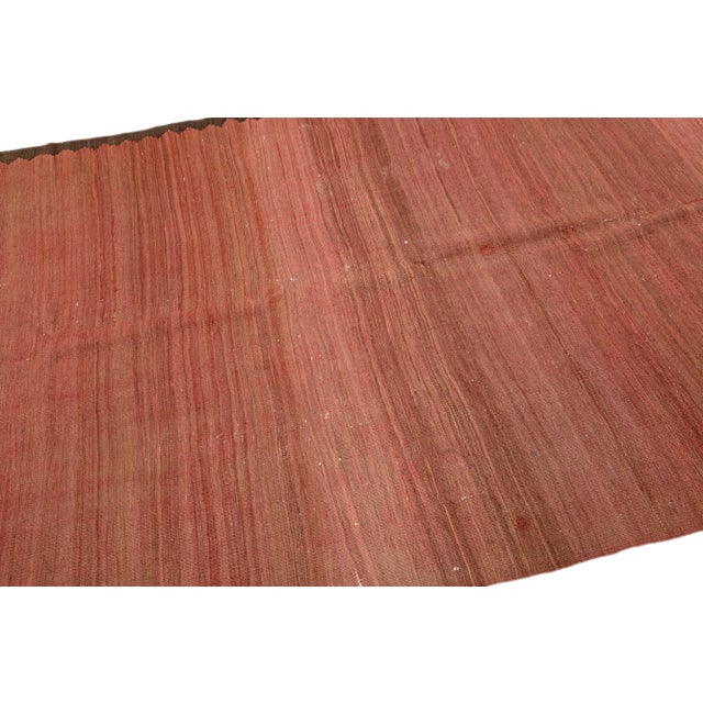 Turkish 1960s Vintage Turkish Kilim Rust Handmade Solid Wool Rug For Sale - Image 3 of 8