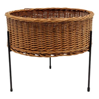 Mid-Century Modern Rattan String Basket, 1960s For Sale