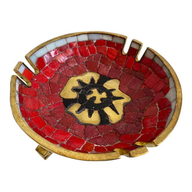 Salvador Teran Brass and Glass Decorative Bowl For Sale