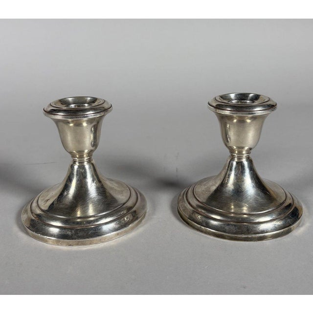Pair of American 925 silver candlesticks For Sale