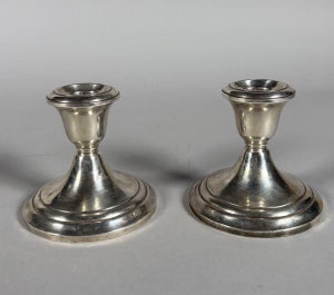 Pair of American 925 silver candlesticks