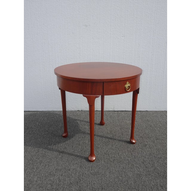 Baker Furniture Company Vintage Queen Anne Style Round Mahogany Side Table by Baker Furniture Co. For Sale - Image 4 of 13