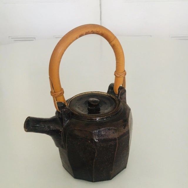 Japanese Warren MacKenzie Art Pottery Shino Faceted Tea Pot For Sale - Image 3 of 9