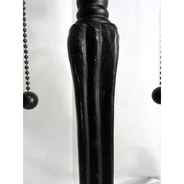 Metal Vintage Tiffany Style Iron Bronze Lamp With Shade For Sale - Image 7 of 16