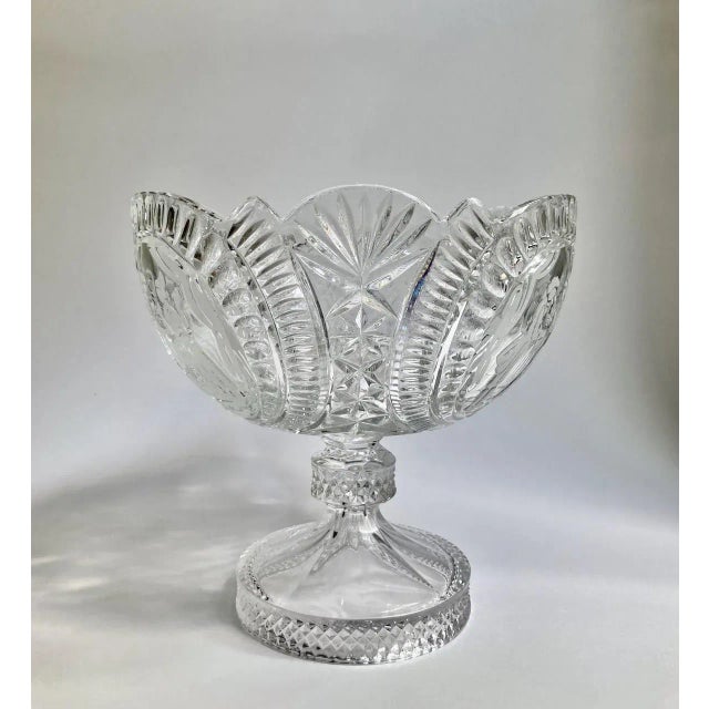 Victorian Early 20th C. "He Presenting Her Flowers" Crystal Pedestal Bowl For Sale - Image 3 of 18