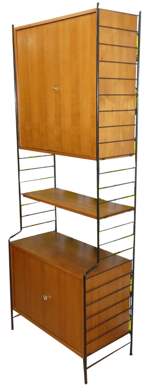 String Ladder Shelf & WHB Shelf with Steel and Wire Cabinet elements