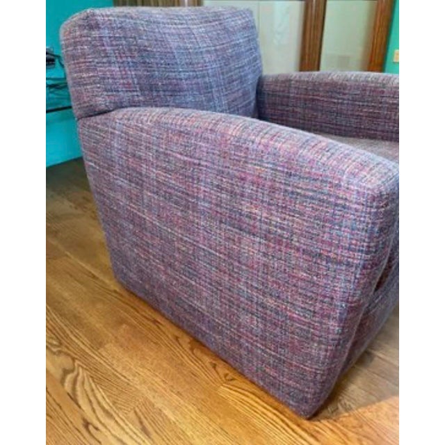 Transitional A. Rudin Pristine Custom Armchair in Vibrant Multi-Color Textured Tweed For Sale - Image 3 of 5
