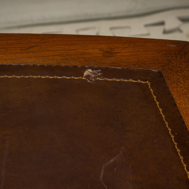 Vintage Old Colony Beacon Hill Walnut & Leather Games Table W/ Hidden Drink Holders For Sale - Image 11 of 14