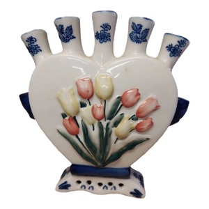 Vintage Holland Royal Twickel-Ter Steege Hand Painted Finger Tulip Vase