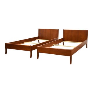 Danish Modern Teak European Size Twin Beds - a Pair For Sale