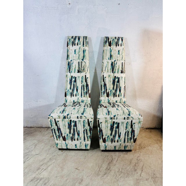 Midcentury Modern High Back Side Chairs, Reupholstered For Sale In Charleston - Image 6 of 7