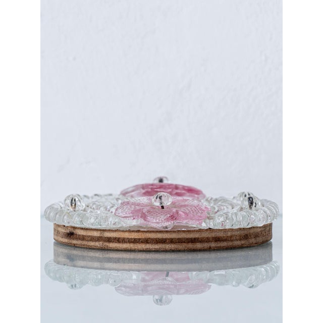 Small Venetian Wall Mirror in Murano Glass with Pink Flowers from Fratelli Tosi, 1970s For Sale - Image 6 of 8