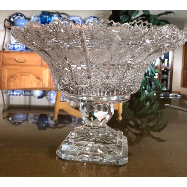 Beautiful Crystal Pedestal Bowl with Stars. I think this was purchased in the 1960's but may be older. No Chips or Cracks.