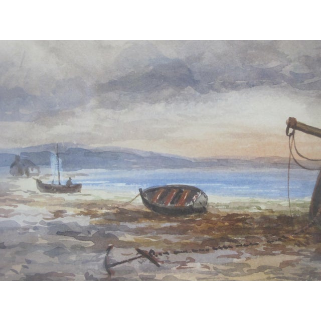 Wj Baber Framed Seascape Ocean Nautical Sailboat Ship Watercolor Painting For Sale In Portland, OR - Image 6 of 7