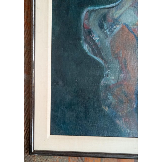 Paper Mid-Century Modern Abstract Figure Painting in Acrylic, Unsigned For Sale - Image 7 of 15