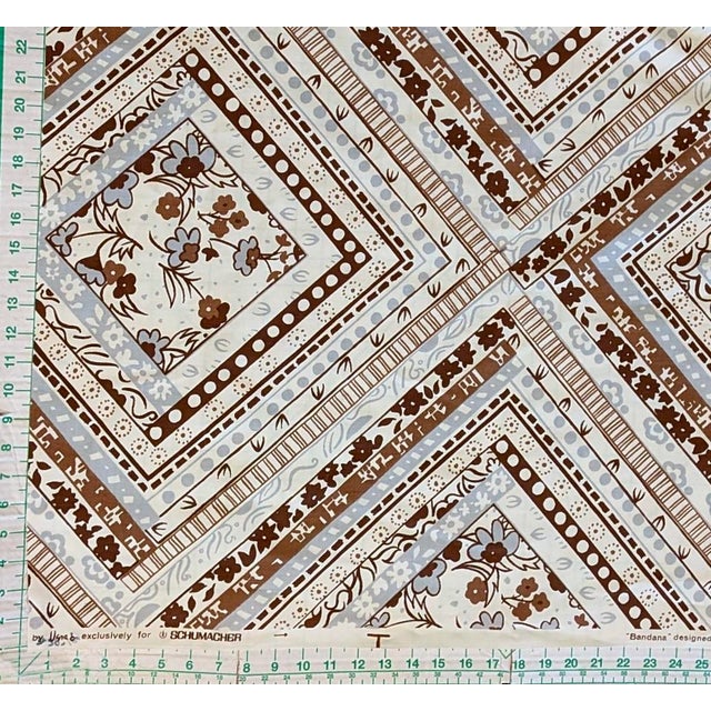 Brown Vintage 1970's Schumacher X Vera Neumann "Bandana" Cotton Fabric- 3.75 Yds For Sale - Image 8 of 8