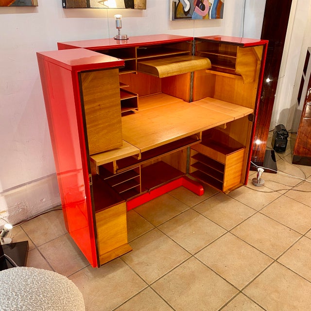 Cube Secretary in Red Lacquer from Magicbox, 1950 For Sale - Image 4 of 6