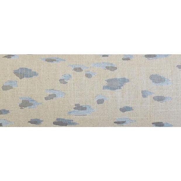 Early 21st Century Blue & Silver Animal Cat Spot Linen & Velvet Feather/Down Bolster Pillow For Sale - Image 5 of 6