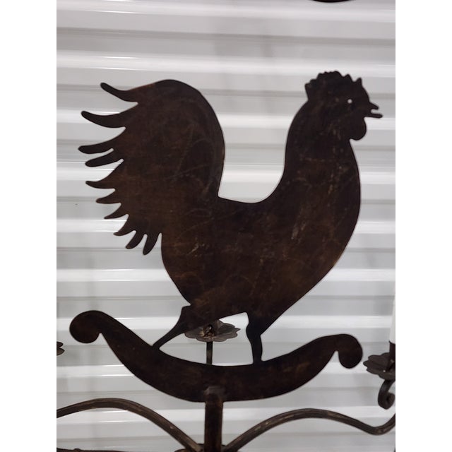 Vintage Wrought Iron French Rooster Chandelier For Sale In New York - Image 6 of 12