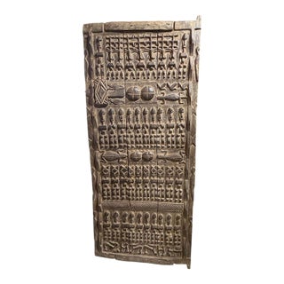 Vintage Dogon Granary Door With Crocodiles /Figures Mali African 72.5" H For Sale