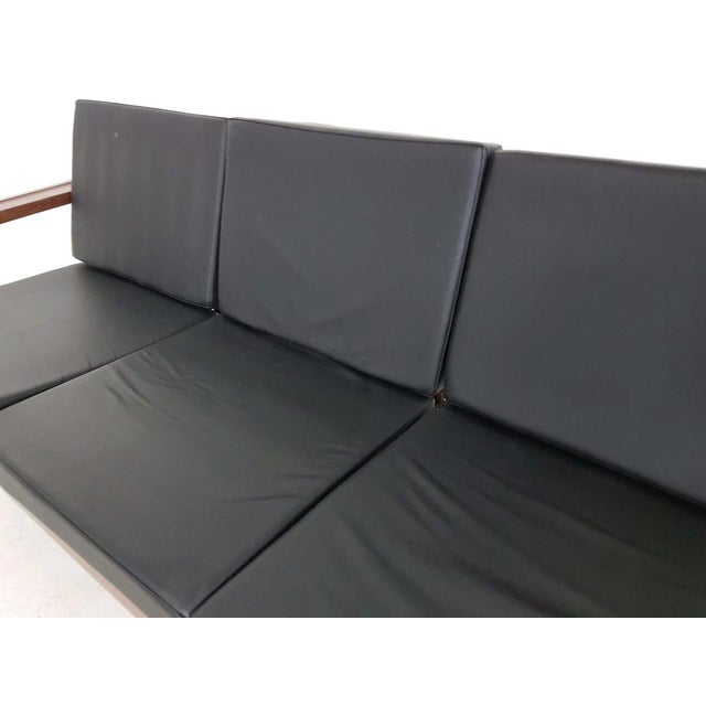 Black Sofa with Black Vinyl Upholstery, 1960s For Sale - Image 8 of 10