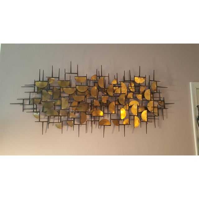 Abstract Brutalist Brass and Iron Metal Art Wall Sculpture Chairish
