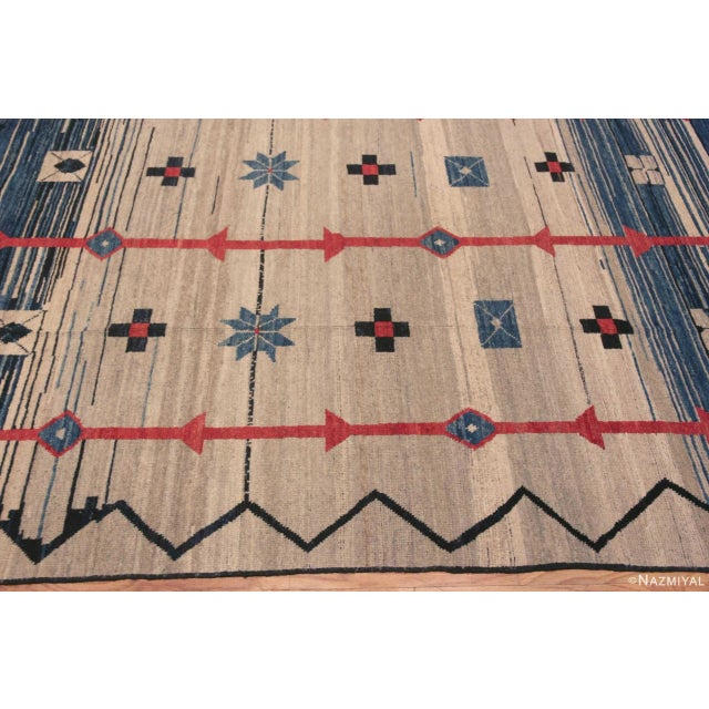 Blue Nazmiyal Collection Geometric Swedish Design Contemporary Area Rug For Sale - Image 8 of 9