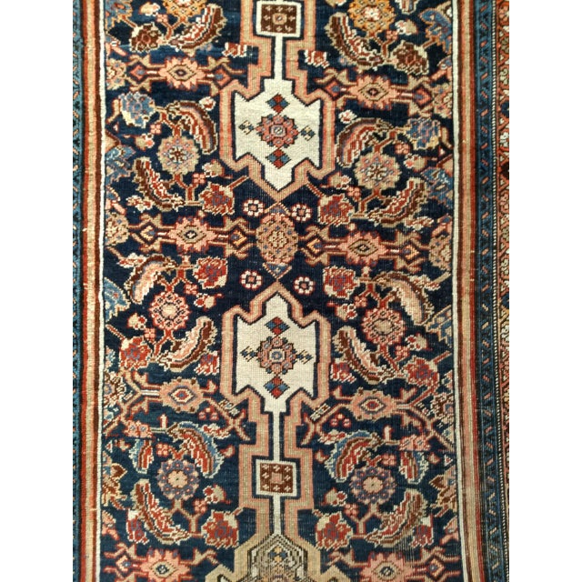 Persian Vintage Persian Bidjar Wide Runner, Hand-Knotted Wool, Geometric Medallion Pattern, Navy & Ivory, 4x14 For Sale - Image 3 of 18