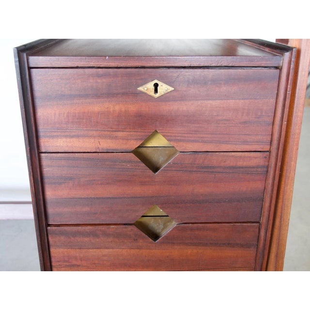 Wooden Writing Desk with Brass Details, 1960s For Sale - Image 4 of 12
