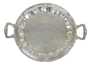 Vintage Federal Silver Co Silver Plated Round Twin Handle Bar Platter Tray