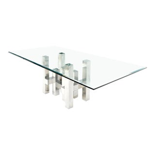 Cityscape Aluminum Base With Rectangle Glass Top Dining Table by Paul Mayen For Sale