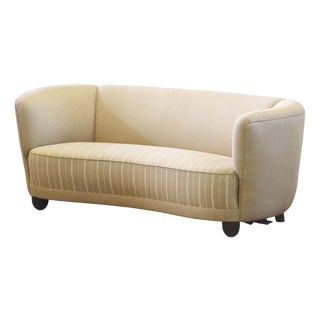 Mid-Century Danish Curved Banana-Shaped Sofa, 1940s For Sale