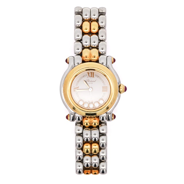 Chopard Happy Sport 8246 Two-Tone Floating Diamond and Ruby 1990 Vintage Watch For Sale - Image 9 of 11