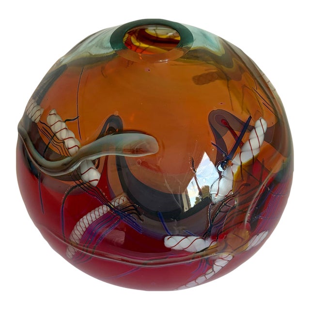 Vintage Large Daniel Edler Graffiti Helix Vase For Sale