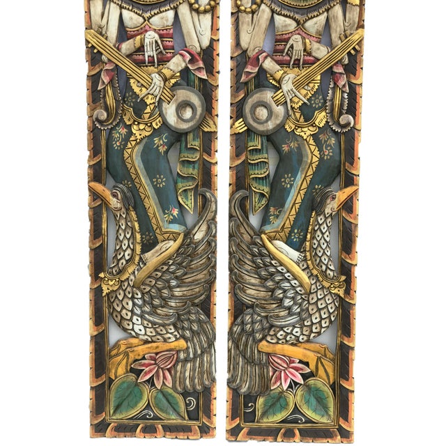 Asian Balinese Hand Carved Oversized Decorative Teak Wall Art Panels 7 Pair Chairish